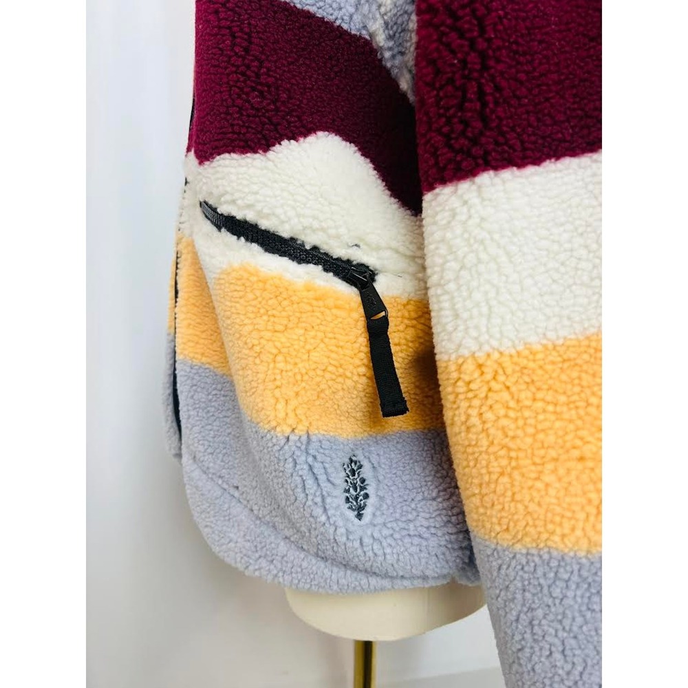 NWT! Free People Hit The Slopes Printed Fleece Jacket Run Stripe SM - Picture 6 of 10
